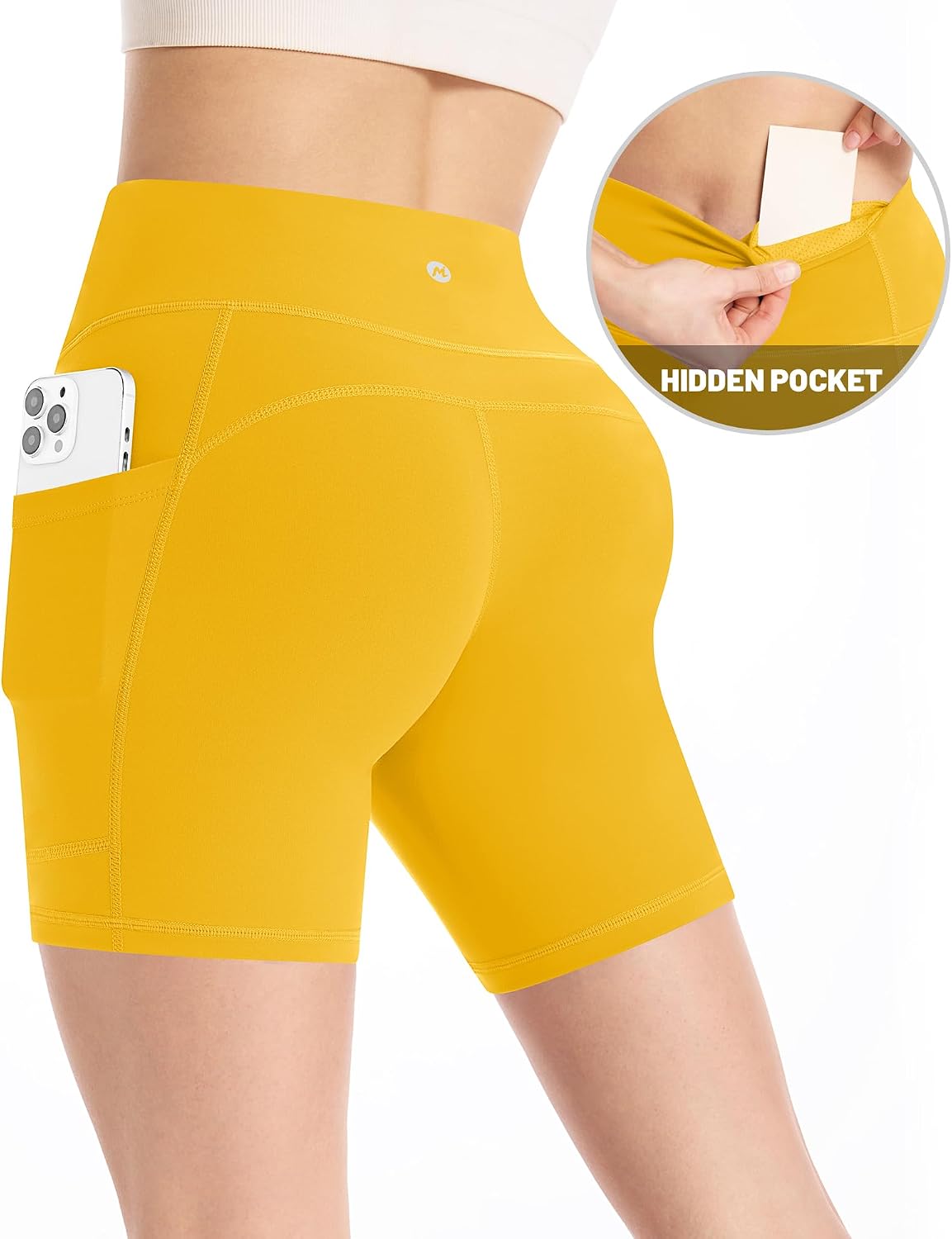 Moozava Women's Biker Shorts 4"/6"/8" High Waisted Tummy Control Workout Gym Yoga Running Volleyball Spandex Shorts 3 Pockets
