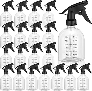 20 Pcs Empty Plastic Spray Bottles for Cleaning Solutions 16 oz/ 500 ml Refillable Container Adjustable Hair Spray Bottles with Measurements Adjustable Nozzle for Hair Plants Pets Cooking