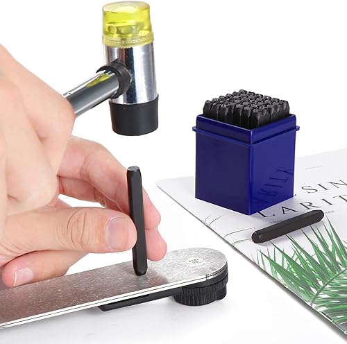 Miniatura 5 de OCR Juego de 36 sellos de letras de números de acero de 0.157 in (532 pulgadas) (A-Z, 0-9 y punzón, herramienta de bricolaje para imprimir metal,