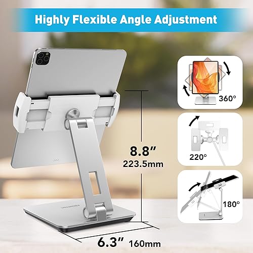 Miniatura 4 de AboveTEK Quiosco de negocios soporte de aluminio para tablet iPad, soporte giratorio de 360 para tableta y teléfono para cualquier tableta de 4 a