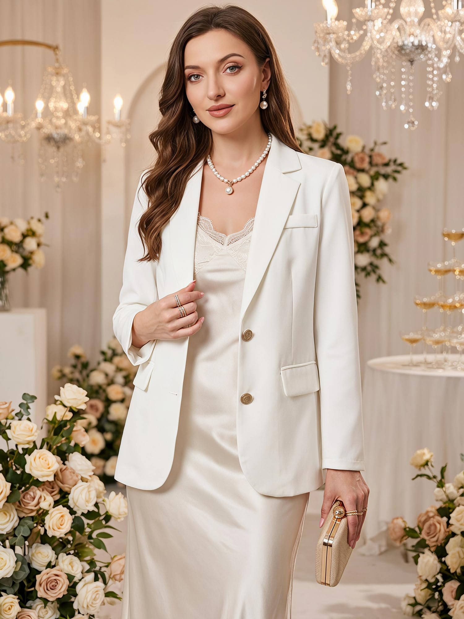 Allegra K Mujer Blazer Informal de Negocios con Solapa con Muesca Manga Larga Botonadura Sencilla para Trabajo