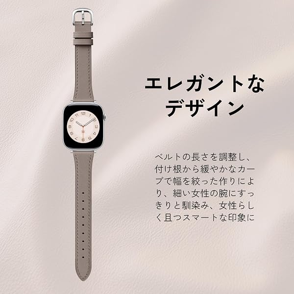 [Bantkei]コンパチブル アップルウォッチ バンド 本革 レディース 細身 レザー Apple Watch バンド ビジネス 柔らかい カジュアル 交換ベルト for iwatch Series 11 10 9 8 7 6 5 4 3 2 1 SE ultra に対応 38mm 40mm 41mm 42mm 44mm 45mm 46mm 49mm - 2
