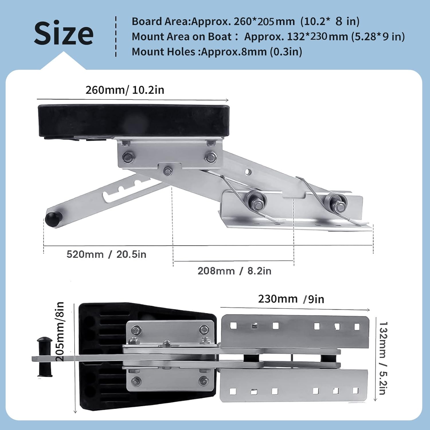 Marinebaby Boat Outboard Motor Bracket, Aluminum Boat Engine Support 20 HP