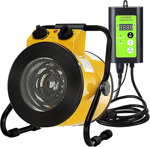 LHUKSGF Calentador de invernadero con termostato digital, calentadores de tienda de cultivo, protección contra sobrecalentamiento, calentamiento