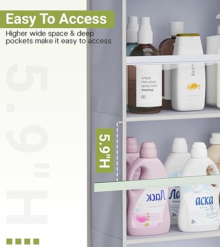 Miniatura 4 de AOODA Paquete de 2 organizadores para colgar sobre la puerta, organizador de gran capacidad para colgar en la puerta del armario, con bolsillos