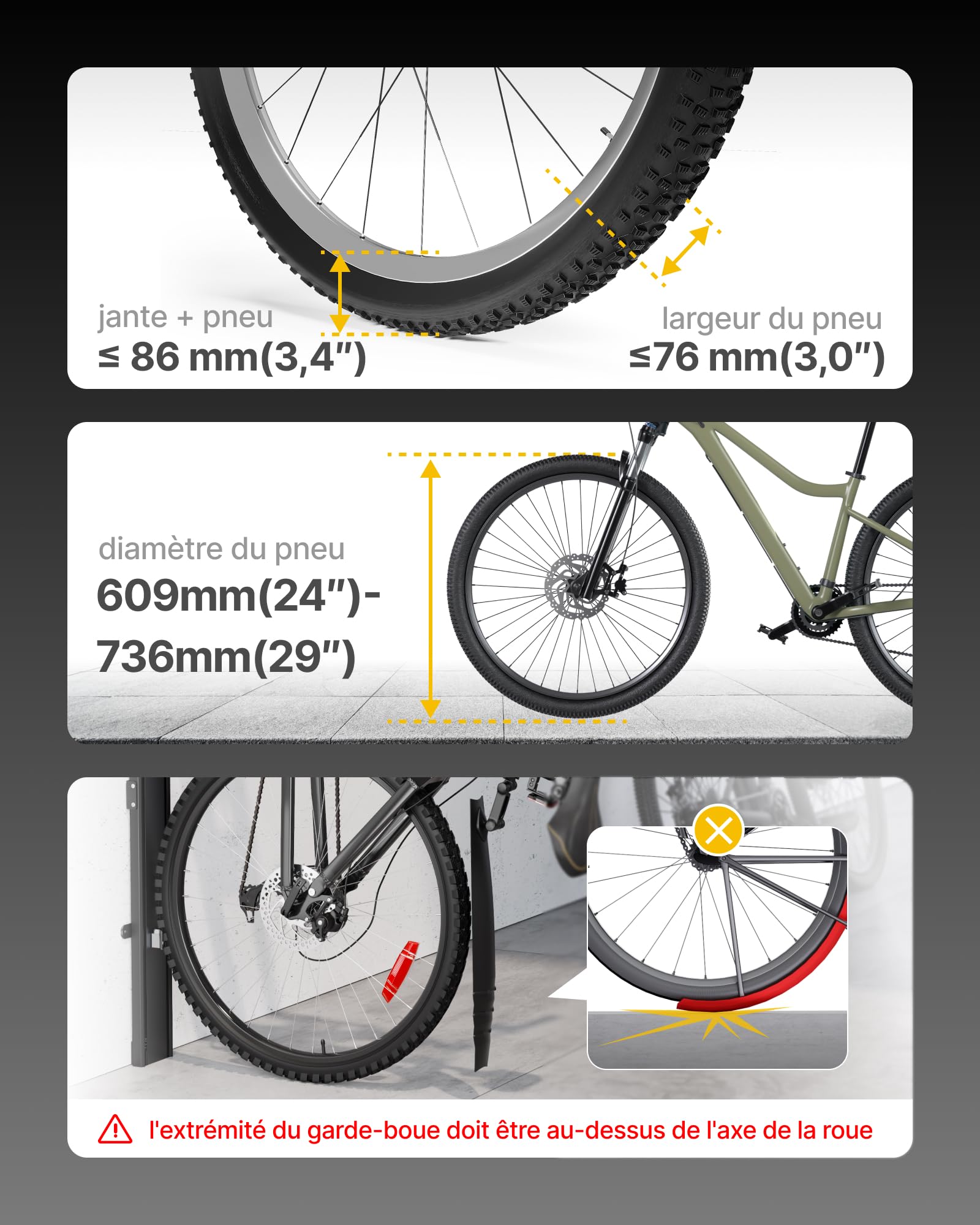 monTEK Porte Velo Automatique,Pneus 24-29",Charge Max 32Kg | Support Cintre de Vélo, Porte Mural Pour Vélo Electrique, Porte-Vélo Vertical, Levage Automatique,Élévateur de Vélo