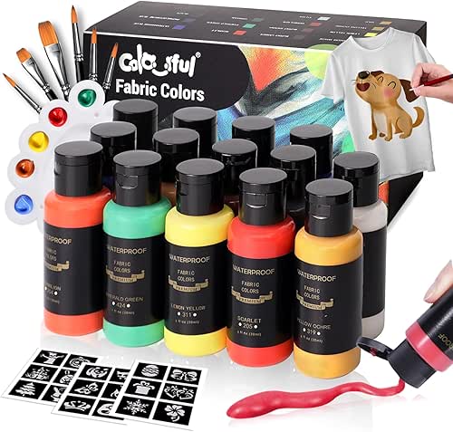 Colorful Permanent Fabric Paint, 14 Colors Soft Fabric Paint in