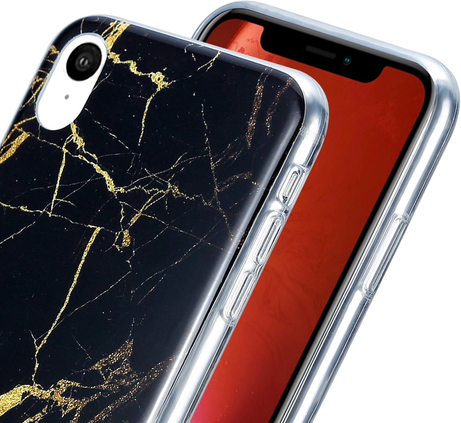 Kit Me Out World Marble Series Case Designed for iPhone XR Case, TPU Thin Minimal Slim Fit Durable Shockproof Protection Case Cover (Black)