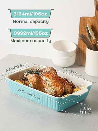 Miniatura 2 de DOWAN Plato para hornear de 9 x 13 pulgadas, cacerola profunda para horno, bandeja para lasaña profunda, bandeja para hornear de cerámica de 135