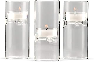Weddingstar Glass Tealight Holders-Set of 4-Miniature Luminaries Wedding Reception Table Decorations Centerpiece Candles