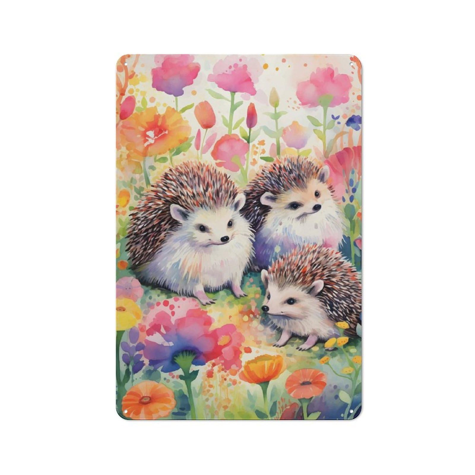 Junmoney Whimsical Hedgehog Metal Wall Sign 30X20cm Featuring For Garage Wall, A Housewarming Gift For People Furnishing A Garage