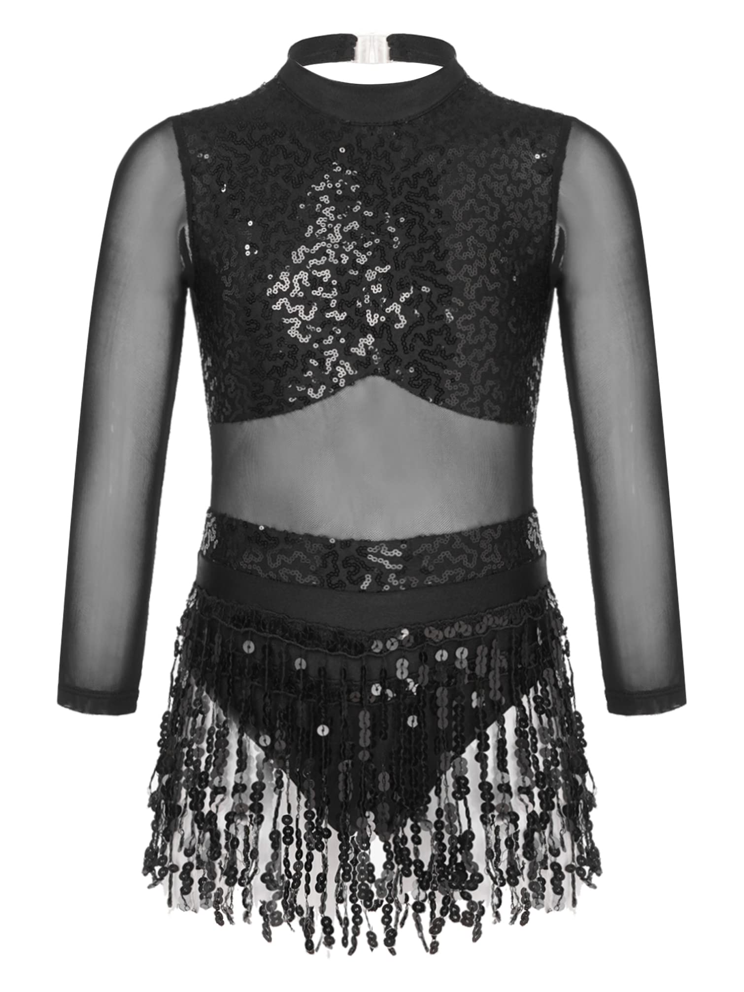TiaoBug Girls' Asymmetrical Ballet Dress Sequins