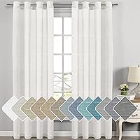 Vista 85 de H.VERESAILTEX - Cortinas de lino natural mezclado con 2 paneles semi transparentes de lino texturizado para sala de estar/dormitorio filtrado