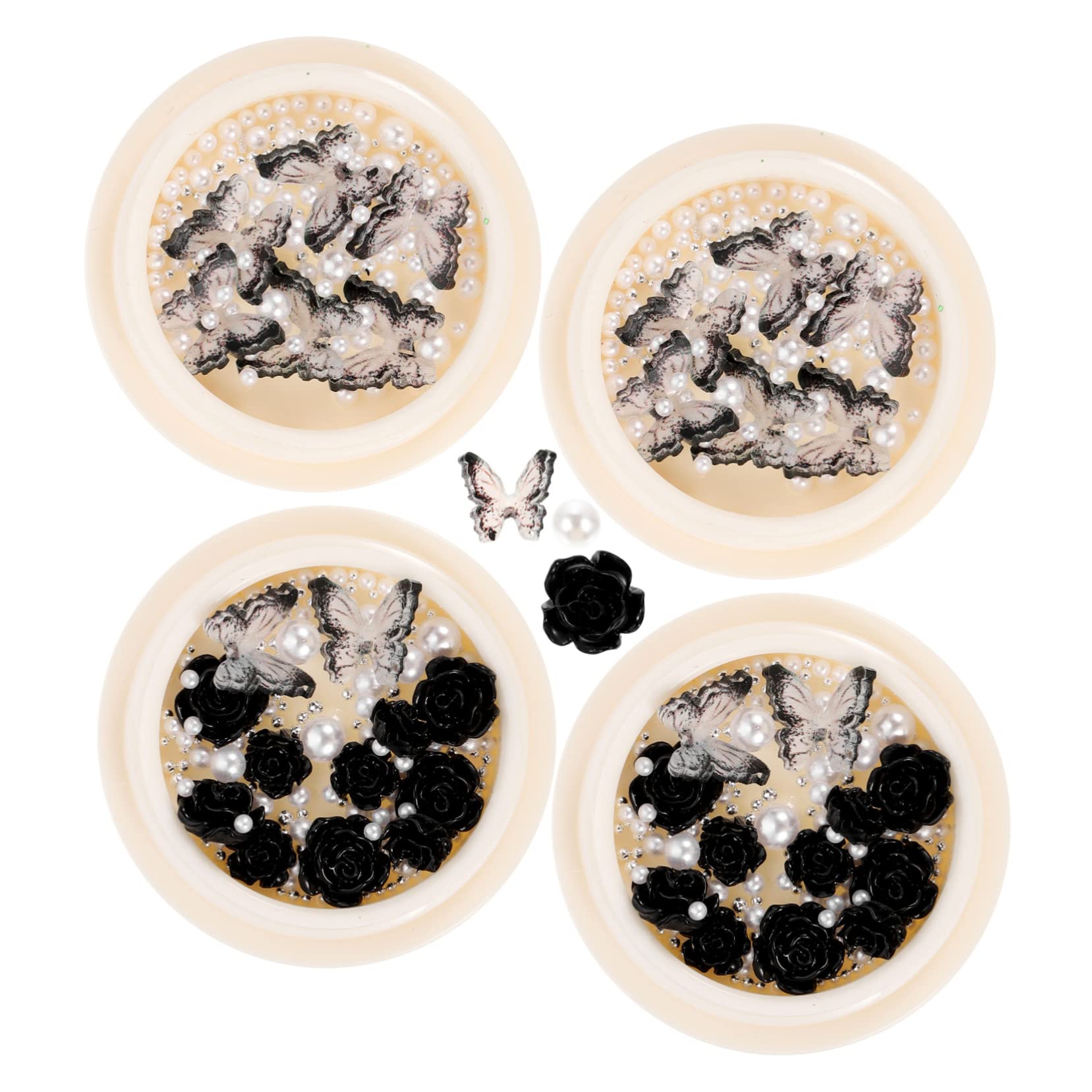 PLAFOPE 5 Set Di Ciondoli Per Unghie A Forma Di Fiore Gioielli Per Unghie in Resina Strass Per 4 Scatole * 5