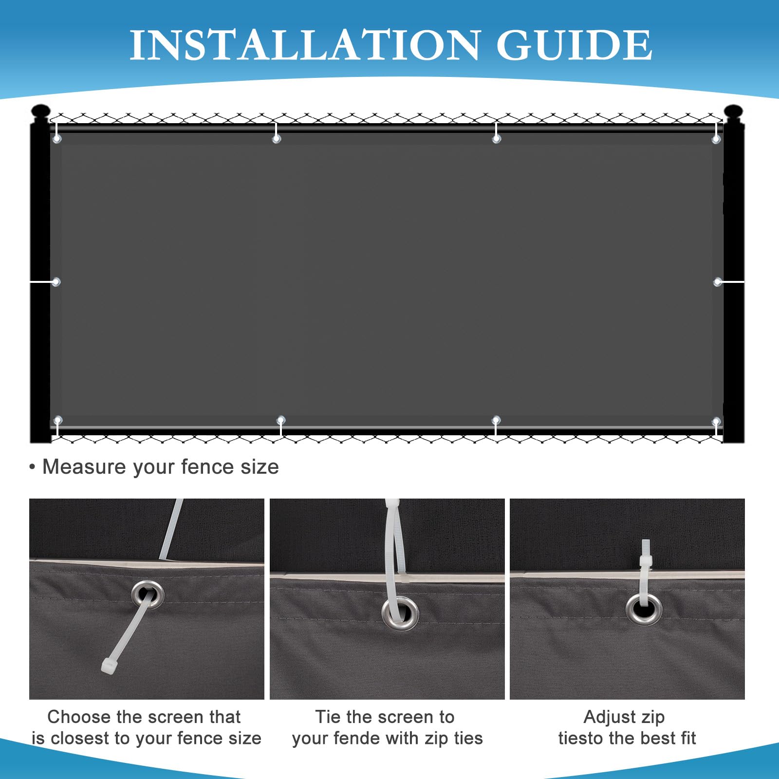 SUNNY GUARD Balcony Privacy Screen 85x500cm Fence Screen for Balcony and Patio Balcony Cover,UV protection windproof and waterproof,with Cable Ties,Dark Anthracite - Image 3