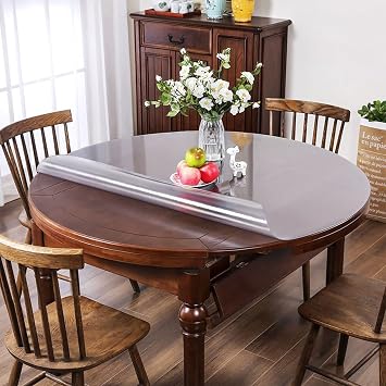 2mm Thick Frosted PVC Table Cover Protector - Plastic Round Tablecloth Desk Pad, Non Slip Clear Mat Sheet/Table Covers for Garden Furniture/Dining Table Covers Waterproof - Custom Size
