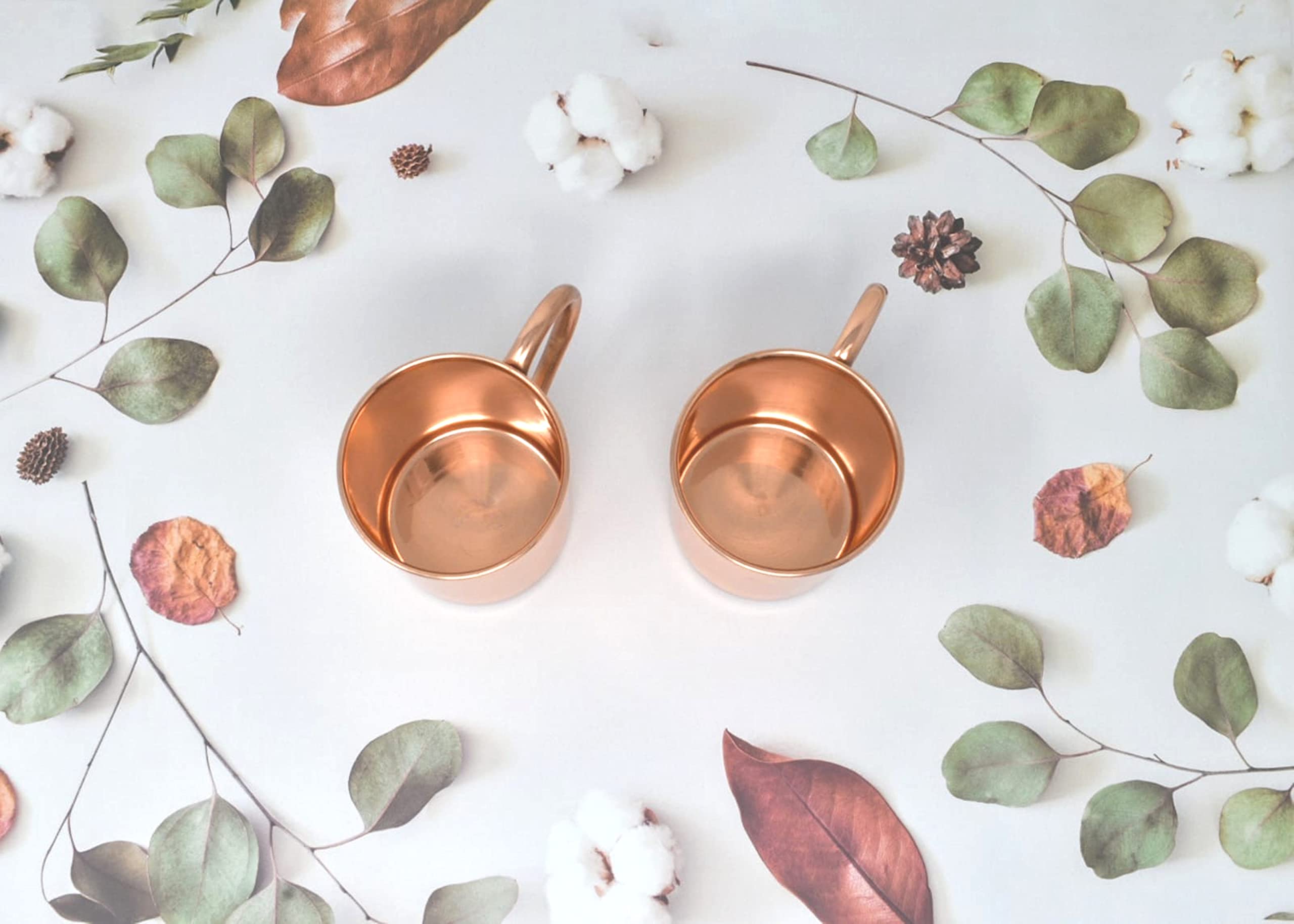 India House - Copper Moscow Mule Cup Set, Pure Copper Plain Smooth Finishing Set of 4 Mug (4 Coaster, 4 Straw Free, 10x8.5 cm - Image 4