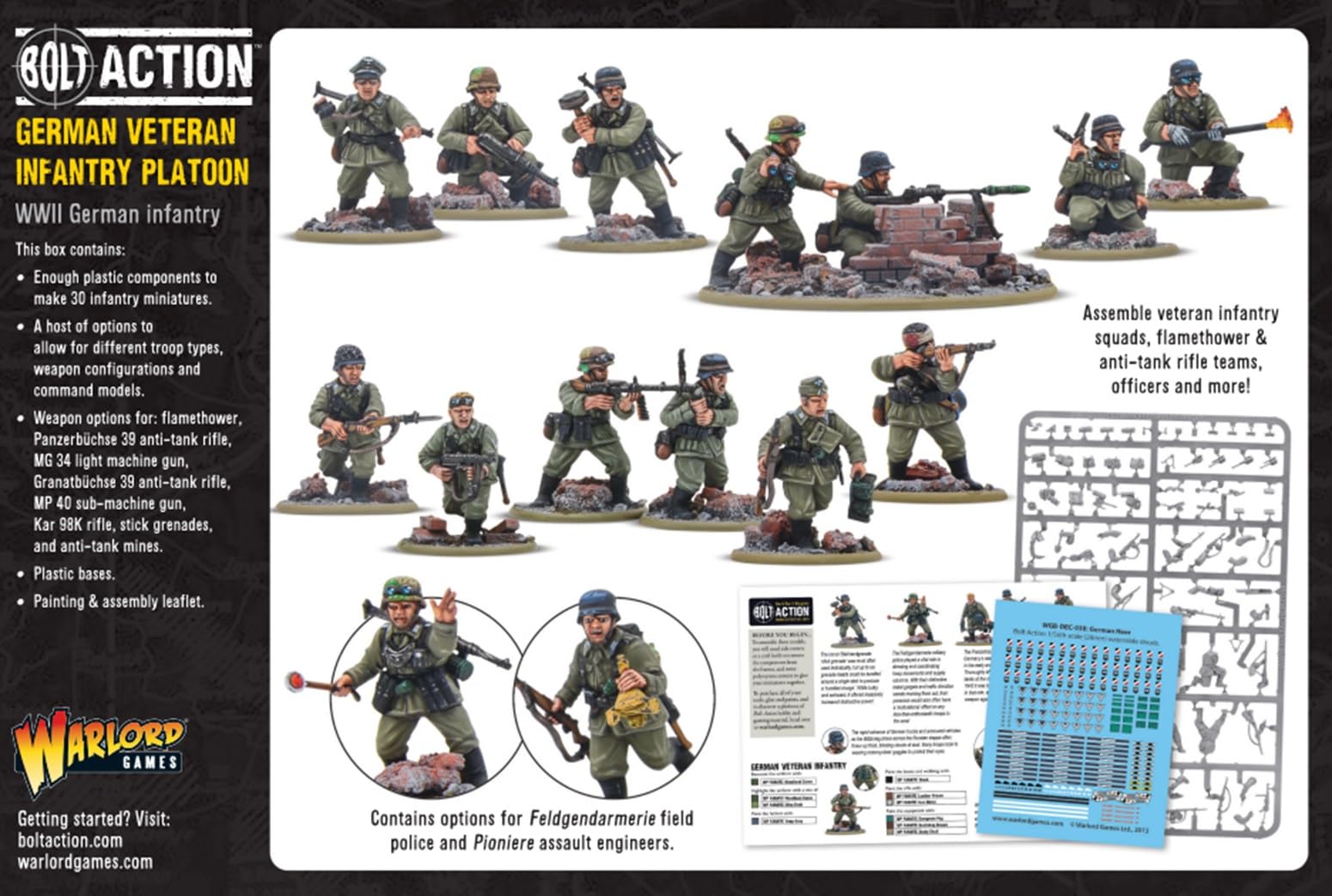 Warlord Games Bundeswehr-Veteranen-Infanterie-Zug – 28 mm große Kunststoff-Miniaturen für Bolzenaktion, sehr detaillierte Miniaturen aus dem 2. Weltkrieg