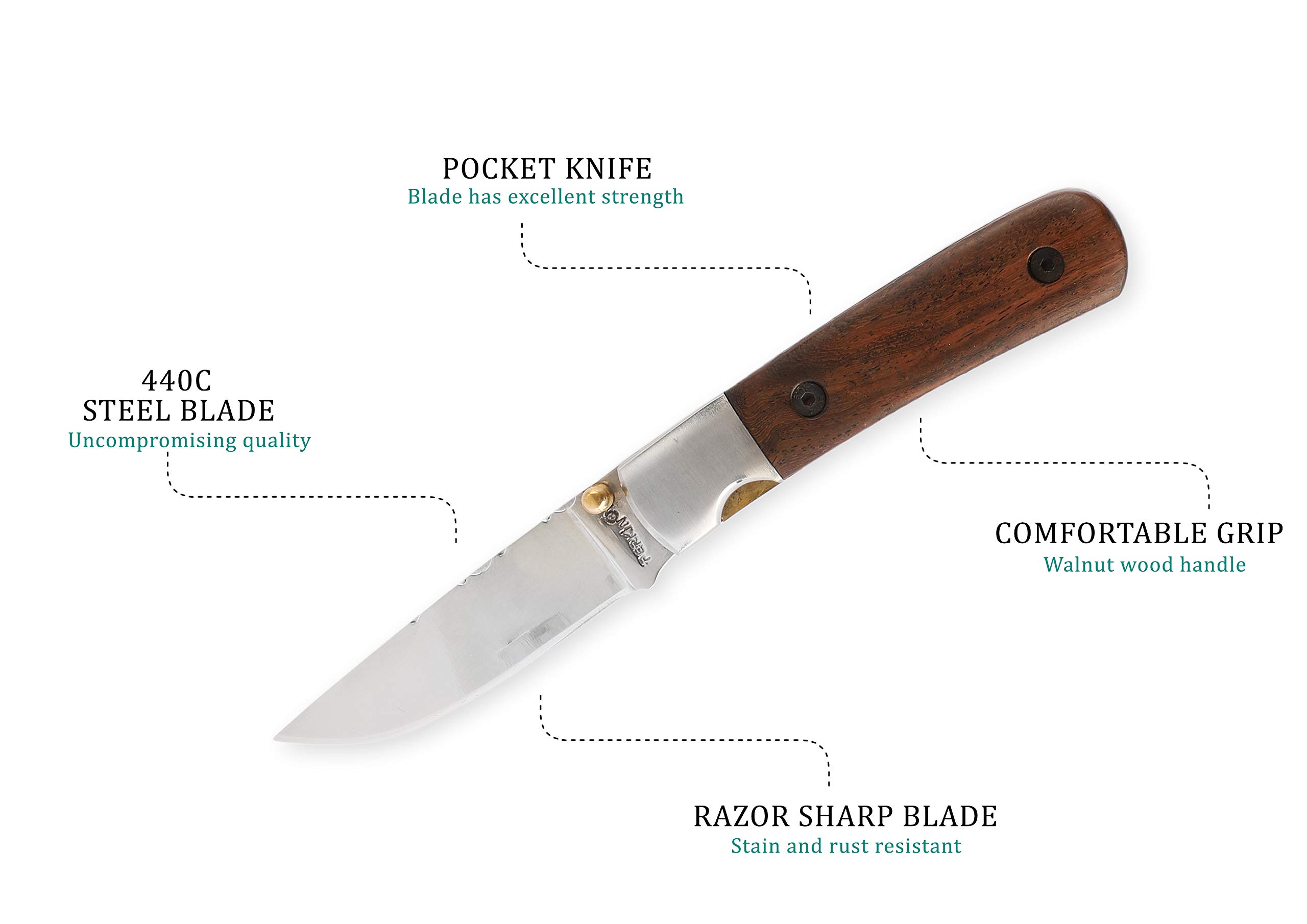 Perkin Cuchillo de Bolsillo de Supervivencia Cuchillo Plegable Cuchillo de Caza Camping al Aire Libre FN1920