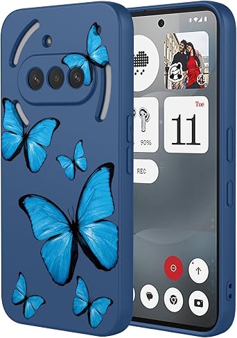 Case for Nothing Phone 3a Case, A059 Cute Butterfly Pattern Design Slim Protective Soft TPU Bumper Cover for Nothing Phone 3a Blue Butterfly