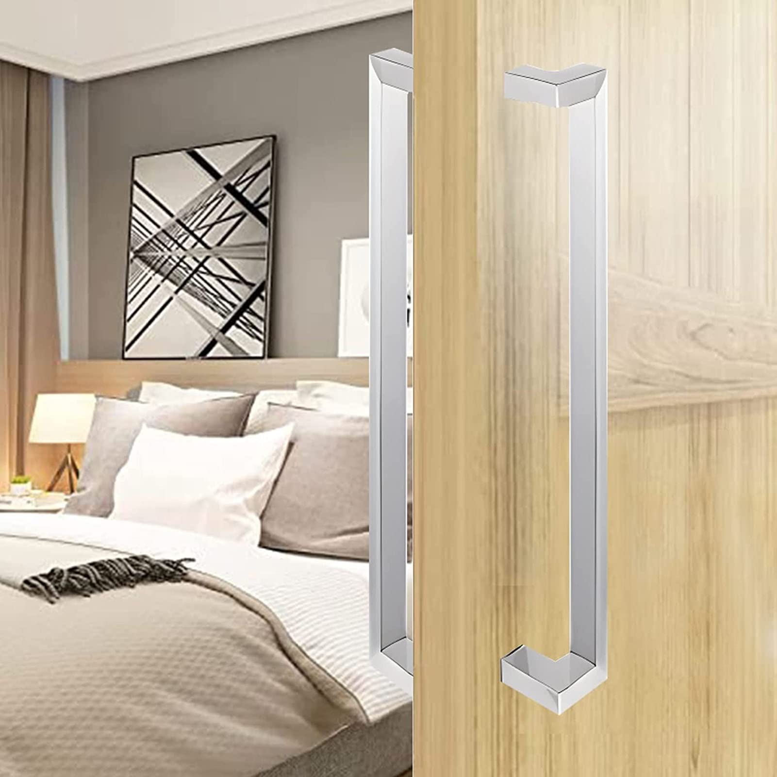 SaryEdge Heavy Duty Stainless Steel Sliding Door Handle,Glass Door Handles,for Sliding Glass Shower/Barn Door/Interior Exterior Door,5 Colors /57.5cm,D-L:60cm(23.6in),D-L:60cm(23.6in)/57.5cm(22.6in)