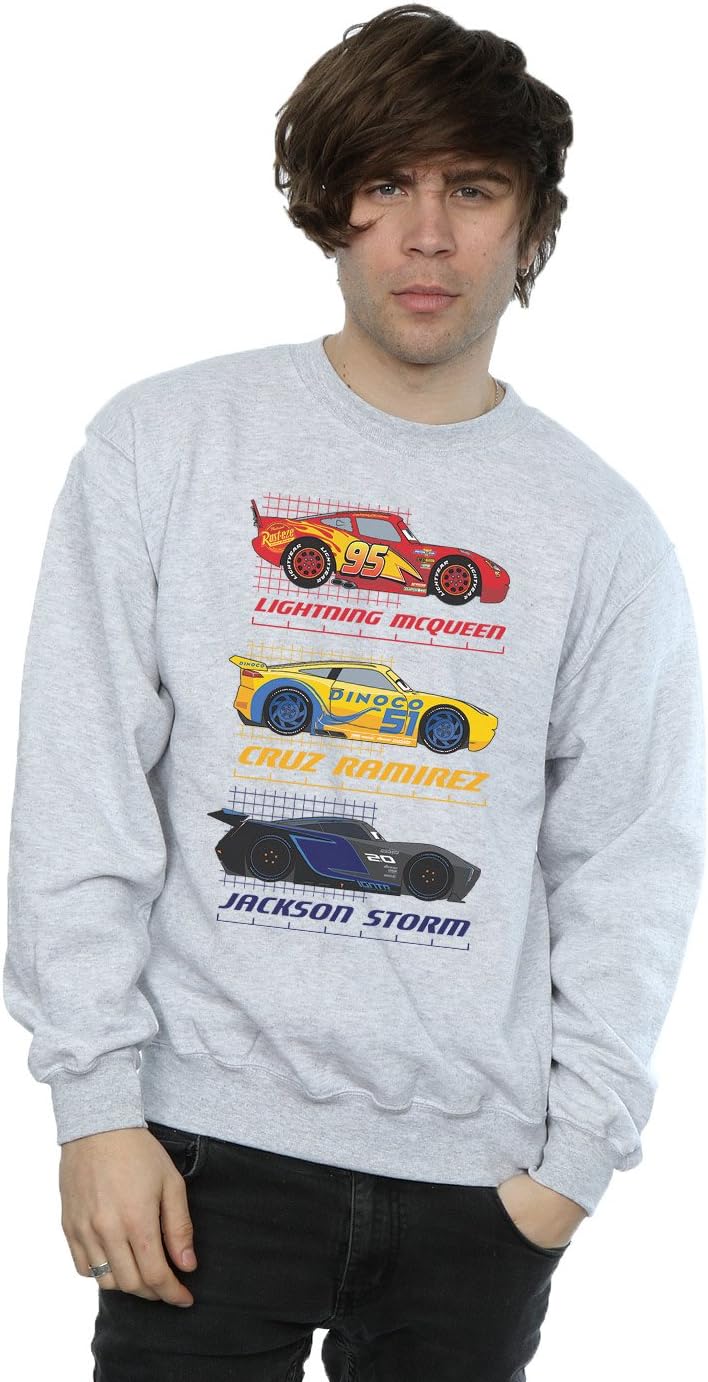 Disney Men’s Cars Racer Profile Sweatshirt Large Sport Grey