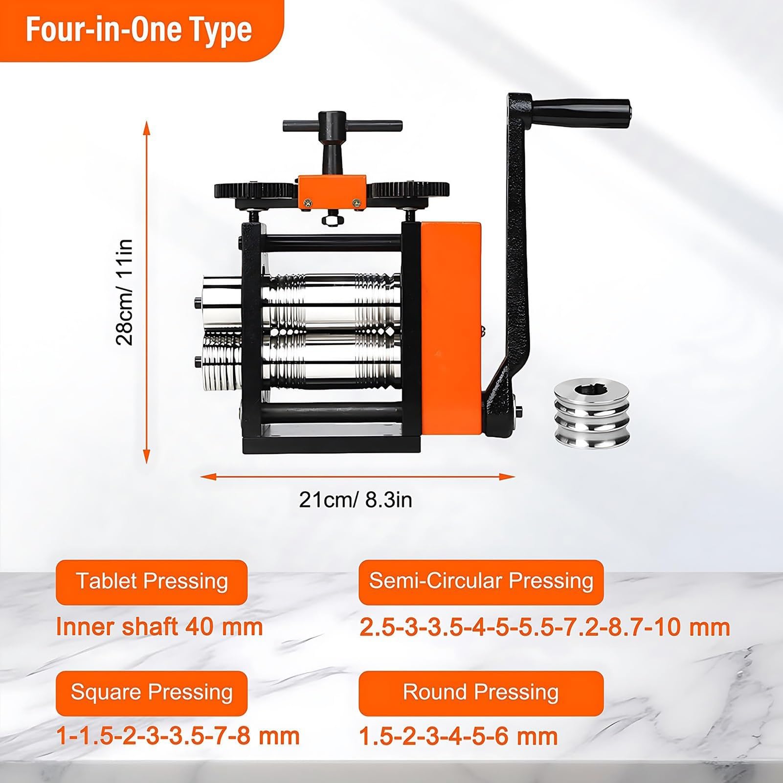 Professionelle Schmuck-Rollmühle für Schmuckherstellung, Heavy Duty Multi-Funktion, Präzise Dicke Kontrolle für Gold, Silber, Kupfer Blatt & Drahtformung, Quadratisch, Rund, Halbrunde
