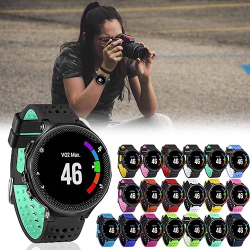 Miniatura 7 de GVangel - Correa compatible con reloj inteligente Garmin Forerunner 235, correa de silicona suave de repuesto para 220230235620630735XT235 Lite,
