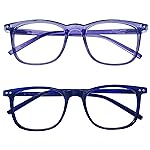 AOSM 2 Pack Blue Light Blocking Glasses, Computer Reading/Gaming/TV/Phones Glasses for Women Men,Anti Eyestrain & UV Glare (Blue + purple)