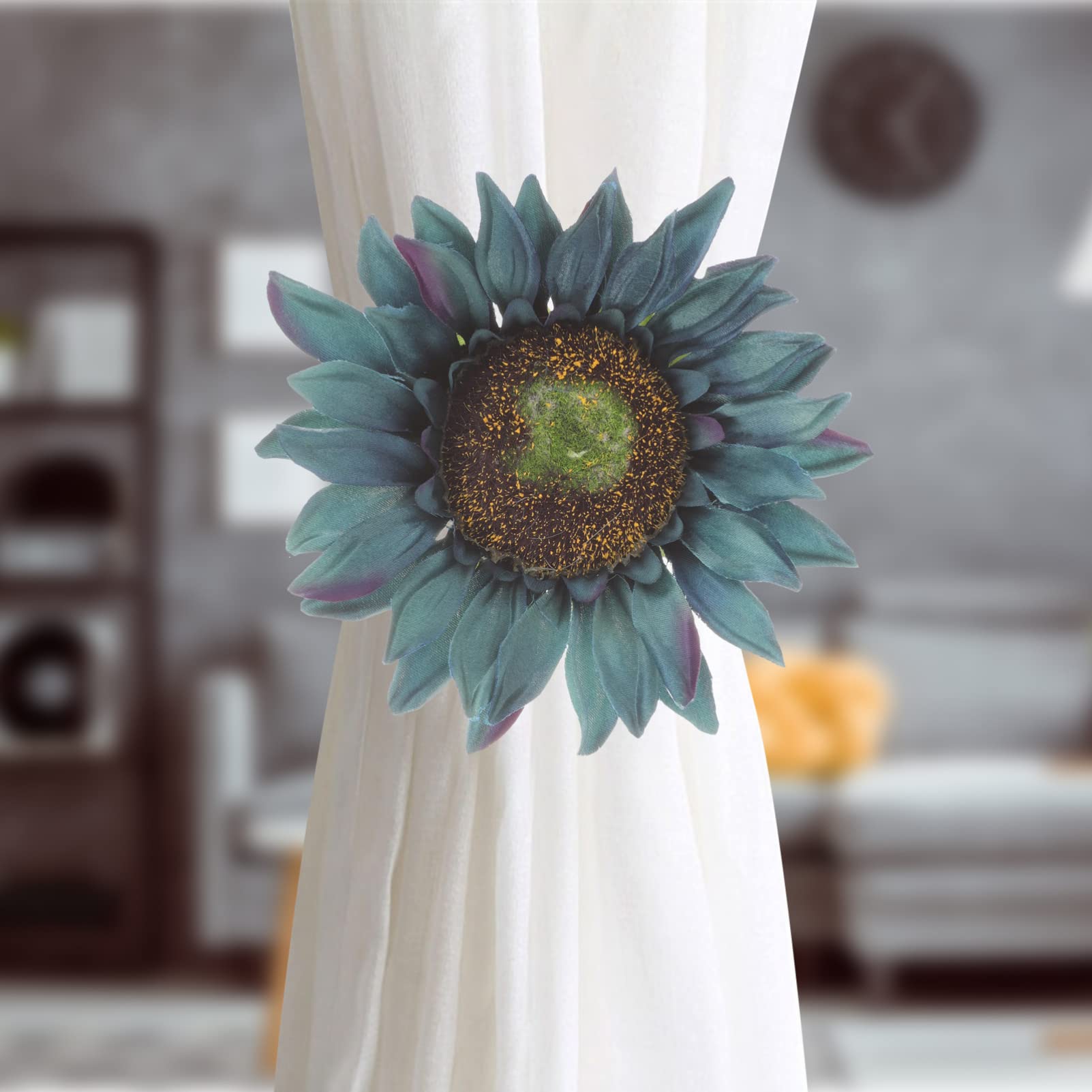 Ciieeo 5 Sets Vorhanghalter Mit Blumenmuster Sonnenblumenmuster Vorhanghalter-Clips Kein Werkzeug Erforderlich Geeignet Für Dünne Vorhänge 2 Stück * 5