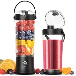 Offerta Frullatore portatile per frullati e smoothie,TOPESCT mini frullatore personale da 500 ml,ricaricabile tramite USB con 6 lame ultra affilate per viaggi,ufficio e sport(Nero) in sconto oggi
