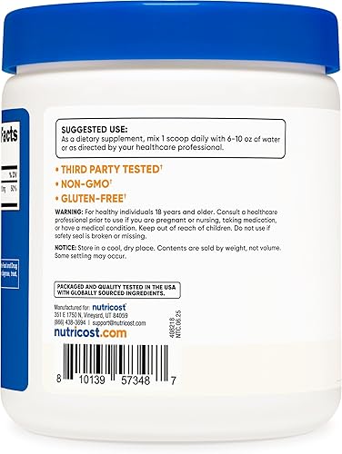 Miniatura 4 de Nutricost Polvo de bisglicinato de magnesio (sin sabor, 8.82 oz) - Suplemento vegano sin OMG, sin OMG
