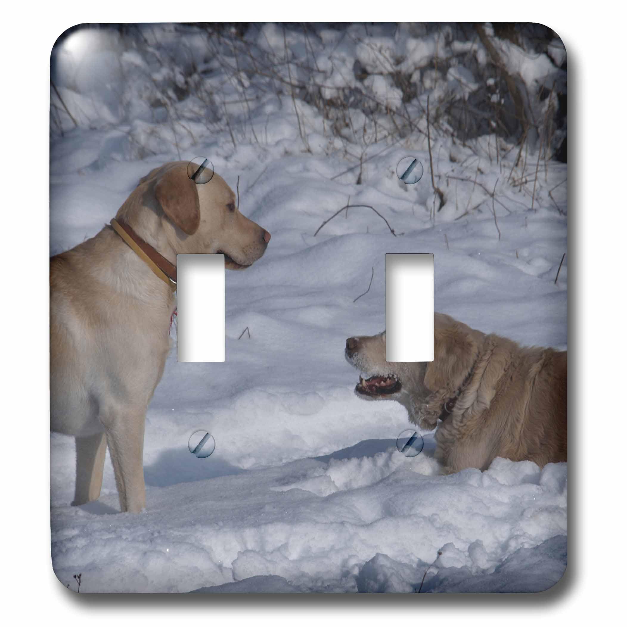 Dos perros en invierno interruptor de doble palanca decorativo casa