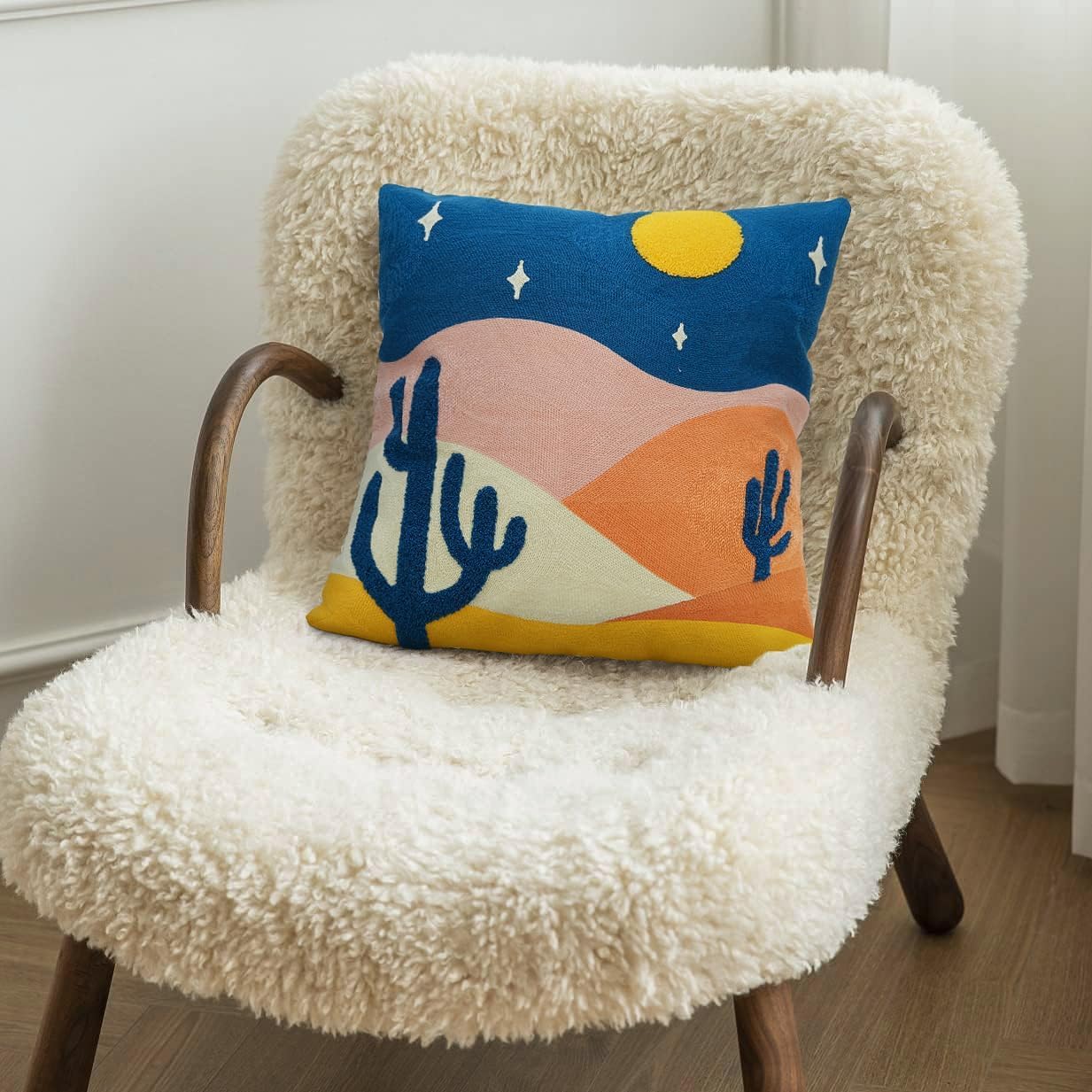 JASEN Abstract Boho Pillow Covers 20x20 inch, Soft Mid Century Mountain Decorative Throw Pillows for Couch Bed Sofa Bedroom（Only 1 Pillow Cover）