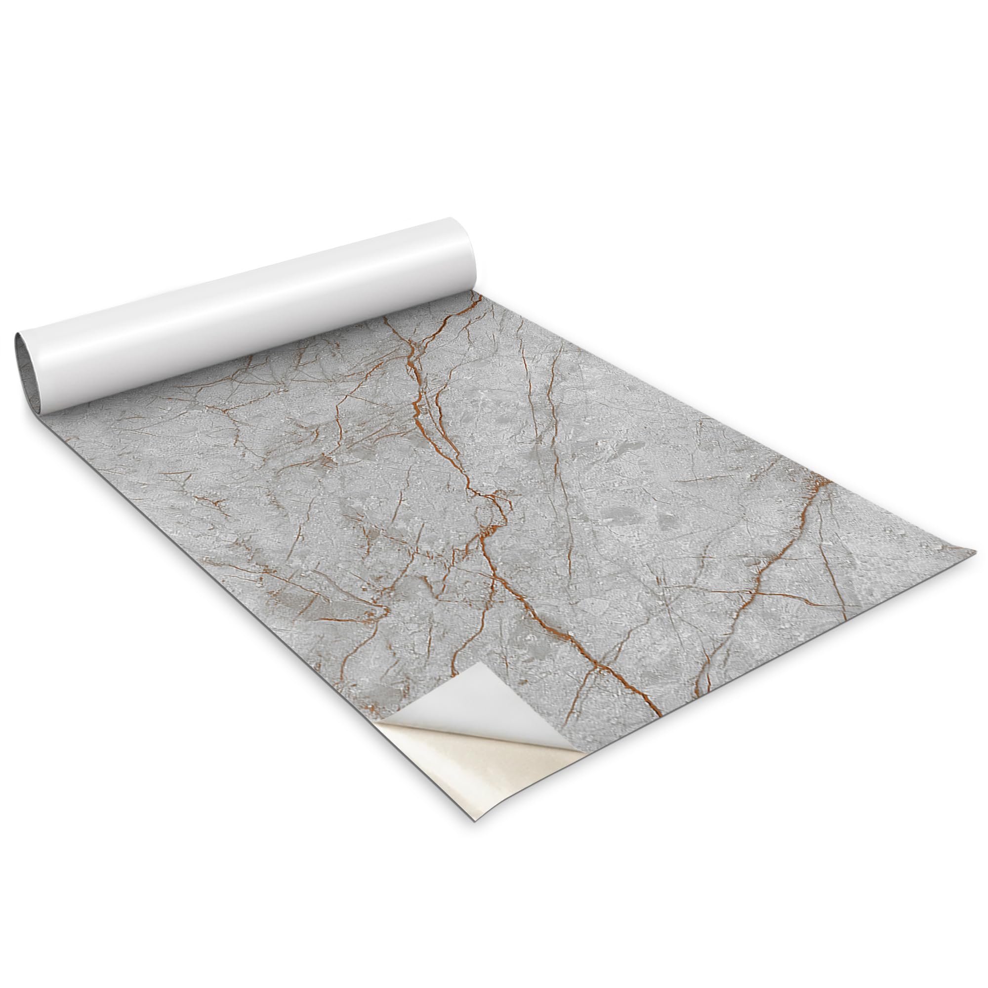 Papier peint decoratif marbre gris adhésif meuble cuisine Wallfluent