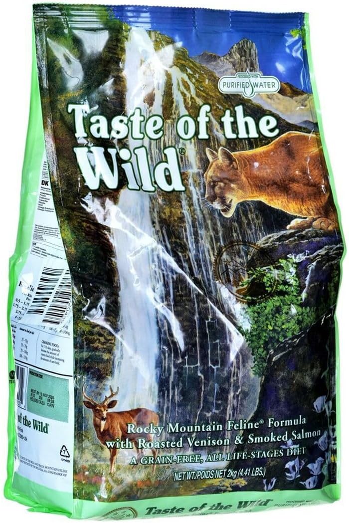 Grain Free High Protein Real Meat Recipe Rocky Mountain Premium Dry Cat Food with Roasted Venison & Smoked Salmon - 2 KG