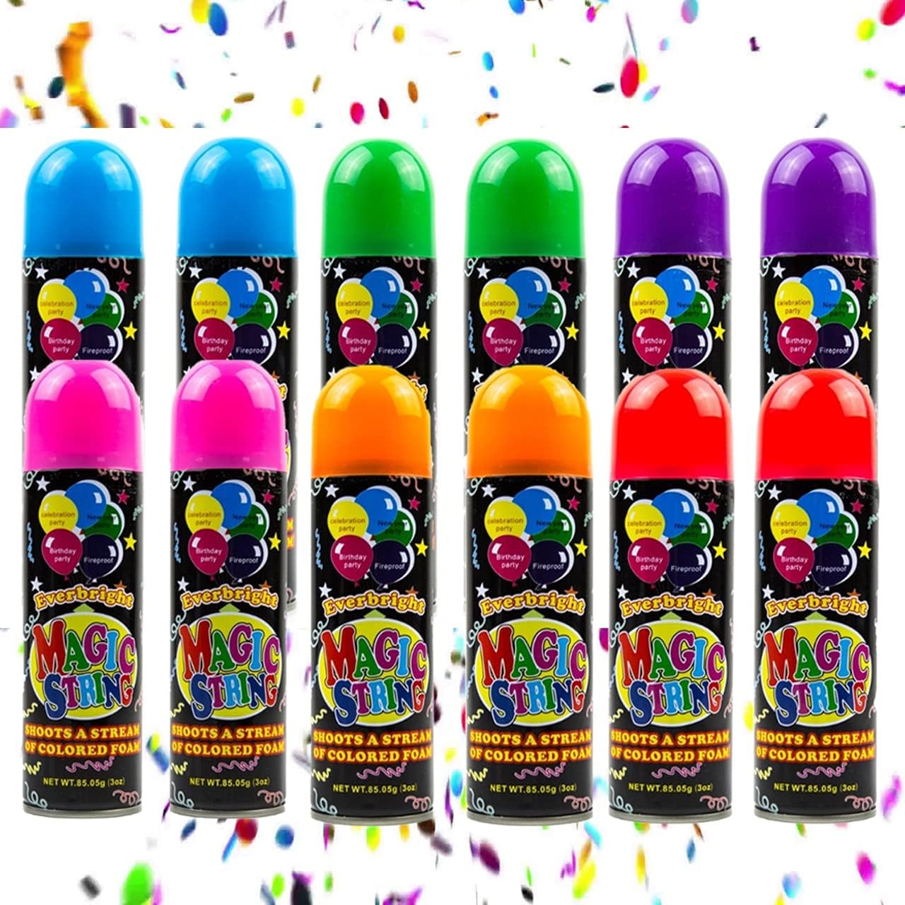 Toysery Party Streamer - Ultimate Spray String for Kids. Elevate Your Celebrations with Crazy String Fun! Comes with 12 Party Spray in Can