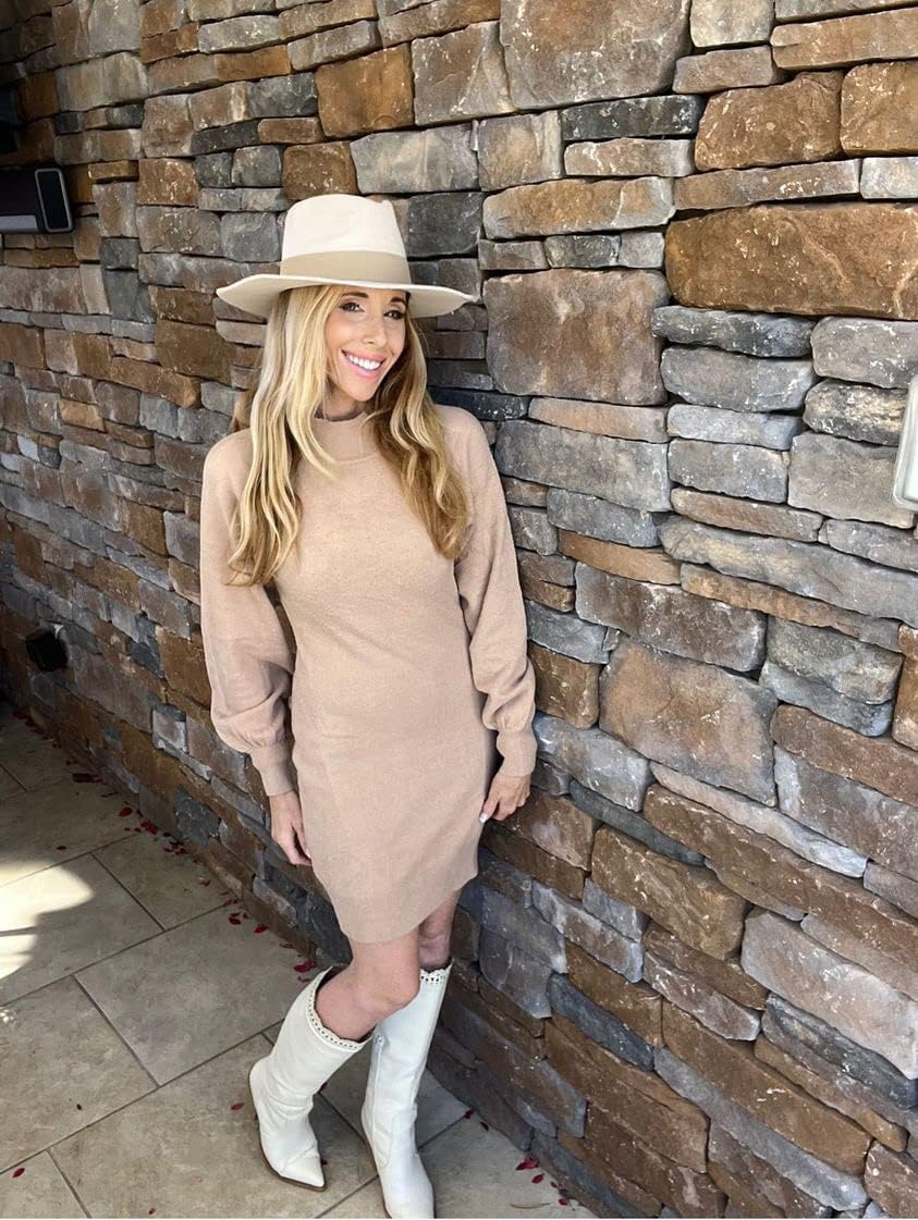 GRECERELLE 2026 Women's Mock Neck Ribbed Long Sleeve Bodycon Pullover Cute Mini Sweater Dress (XS-2XL) - Image 2