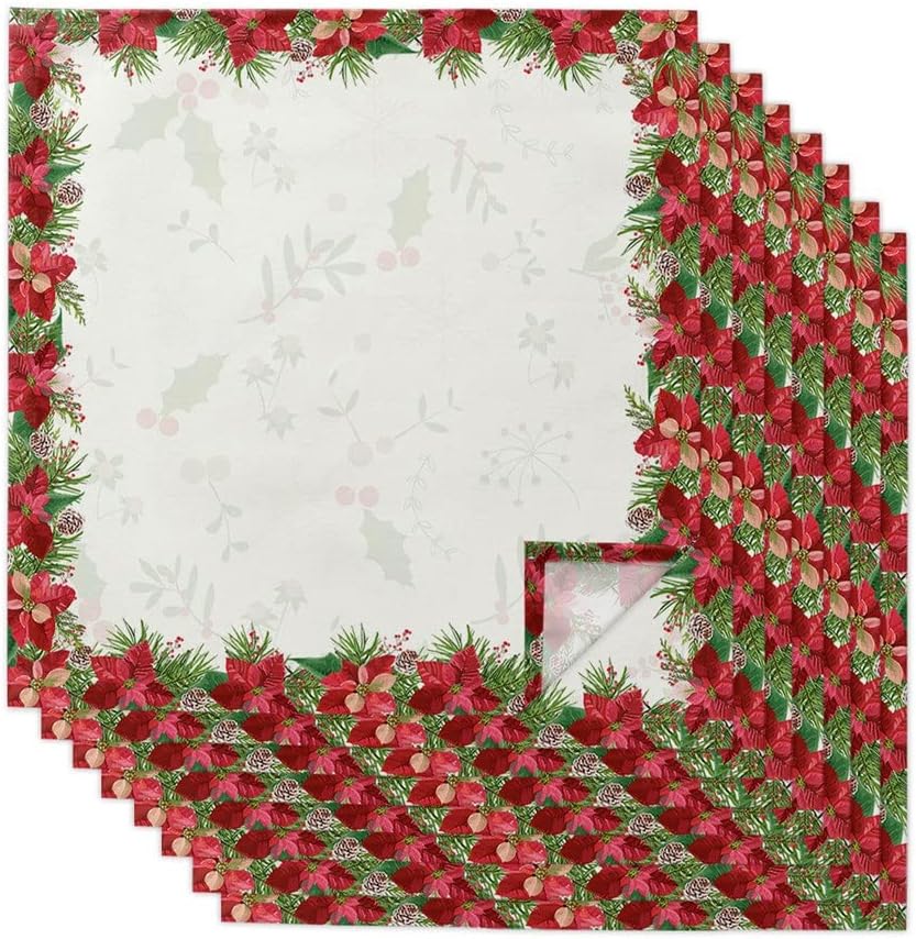 Pine Tree Pine Cone Napkins Cloth Set Wedding Party Table Cloth Soft Kitchen Dinner Napkins Christmas Napkins(8pcs)