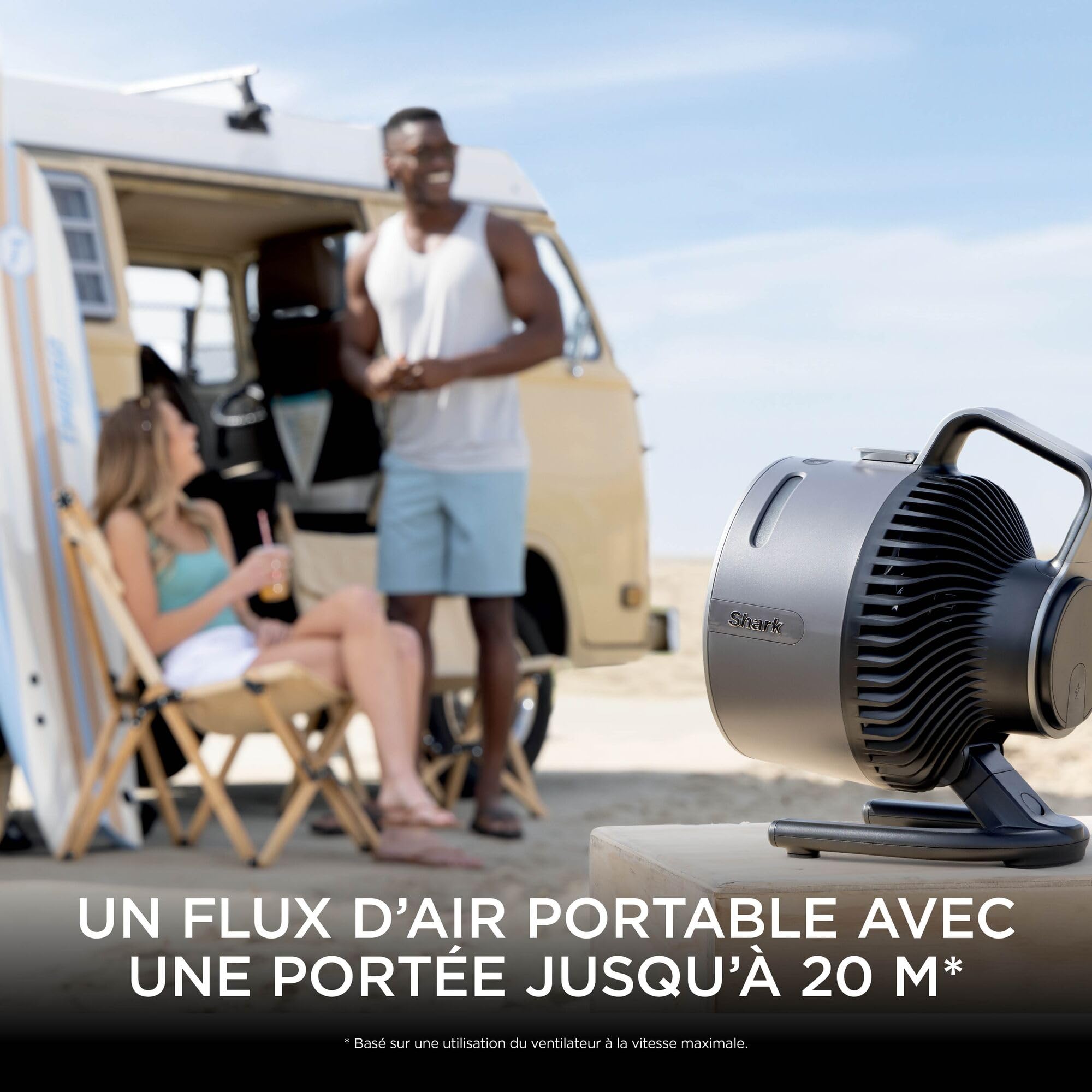 Shark FlexBreeze HydroGo, Ventilateur brumisateur portable, rafraîchisseur d'air silencieux intérieur/extérieur, discret et durable, avec/sans fil, léger, 5 réglages de vitesse, charbon, FA050EU
