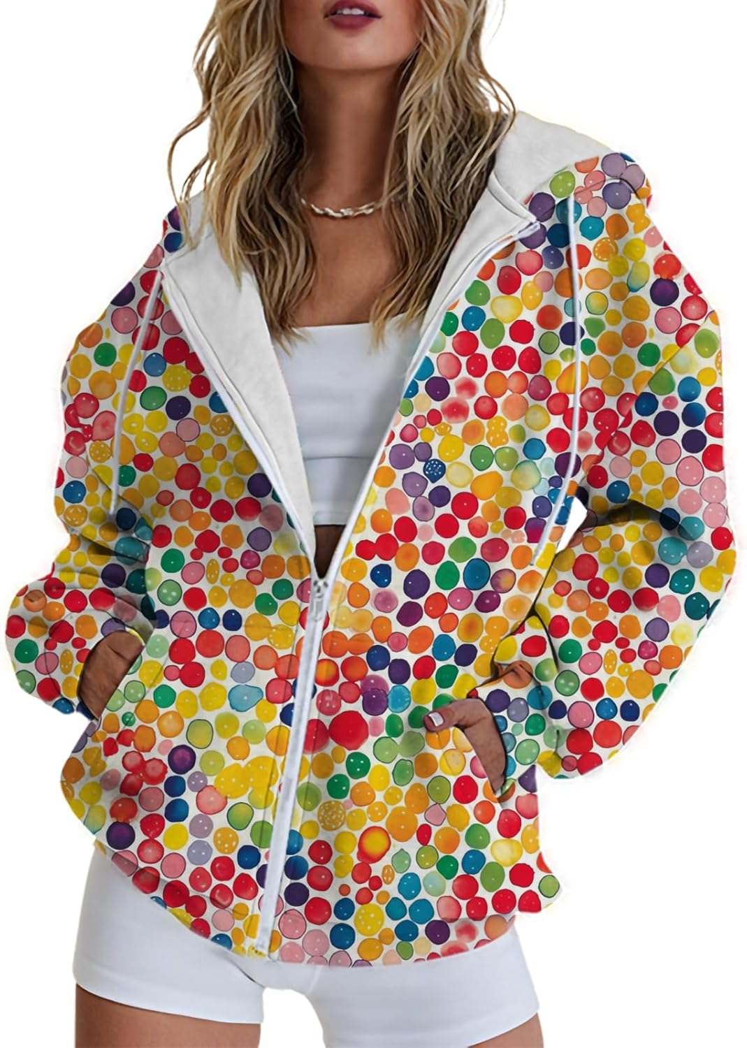 domirica Hoodies for Women Zip Up Long Sleeve Hoodied Sweatshirt with Pockets Retro Graphic Women's Sweatshirt Trendy