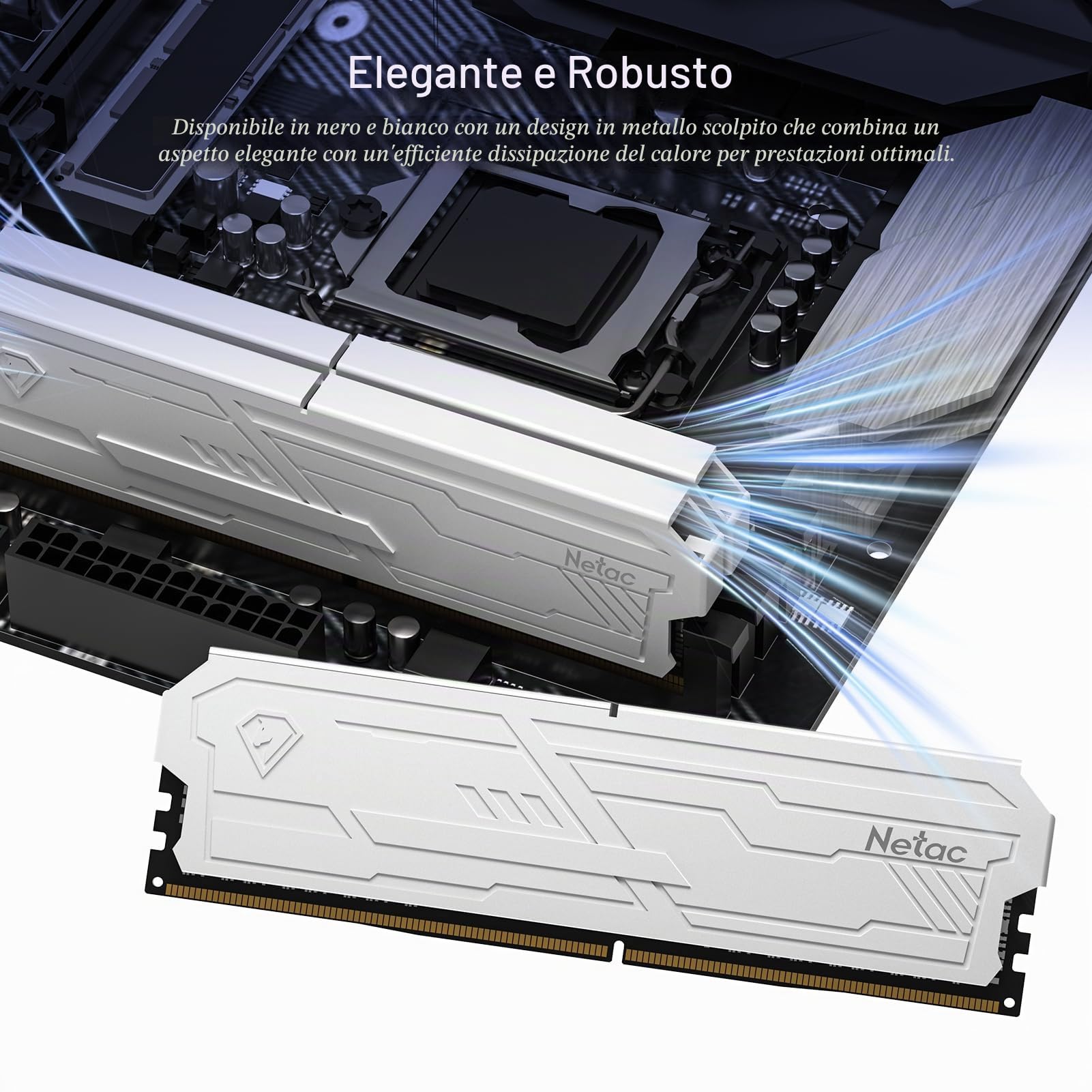 Netac DDR4 RAM 32 GB (2 x 16 GB) 3200 MHz Kit CL16-20-20-40 1.35 V, 288 pin UDIMM memoria desktop, XMP 2.0 High Performance Computer Memory Bianco