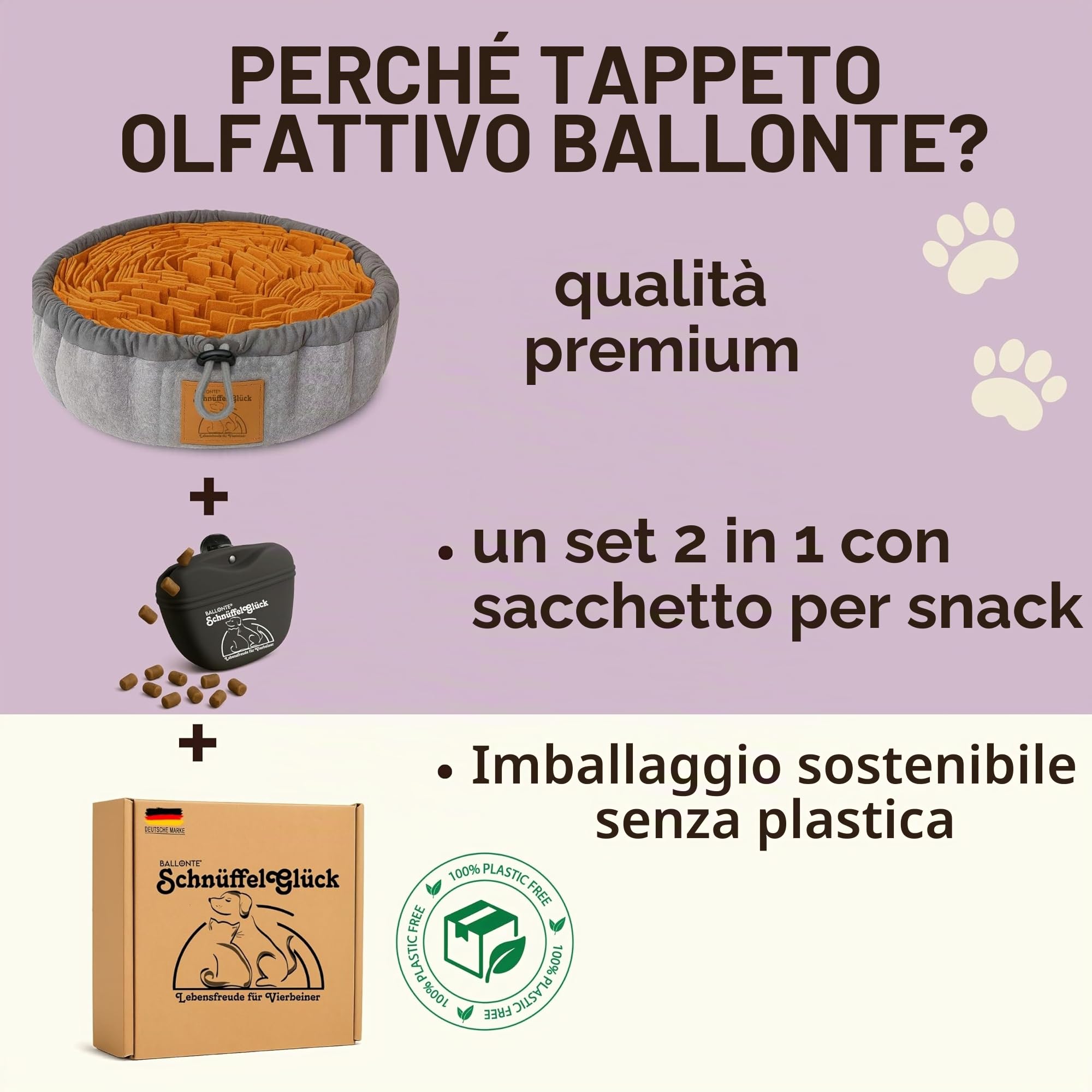 Tappeto Olfattivo Cane con Sacchetto Snack – Gioco Interattivo per Cani, Snuffle Mat Antiscivolo Lavabile, Tappetino Sensoriale per Addestramento e Slow Feeding