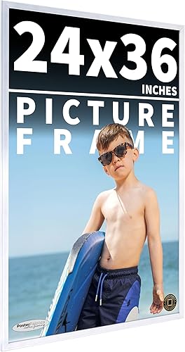 Miniatura 281 de Marco de 28 x 36 pulgadas de madera de peltre plateado con plexiglás acrílico UV, parte trasera de tablero de espuma y accesorios incluidos