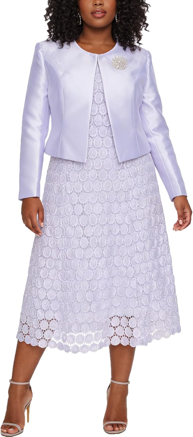 Lace Jacket Dress Women’s Floral Dress Set with Jacket Elegant Church Outfit 2 Piece Plus Size Formal Party Gowns for Women