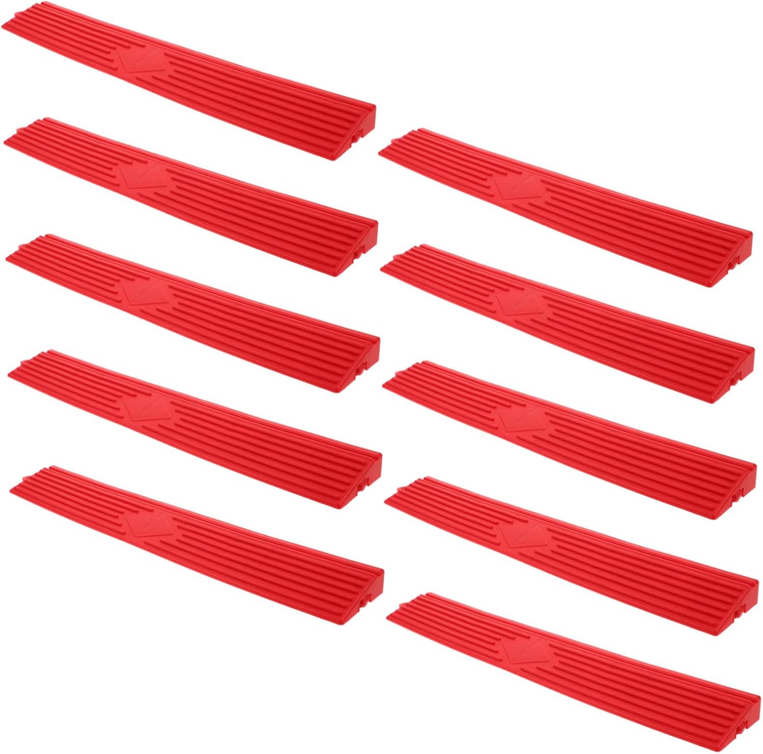 10pcs Plastic Garage Floor Ramp Edge Strip Red Threshold Ramp for Car Wash Bay for Home and Garage Use