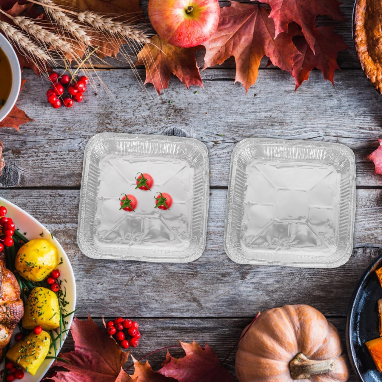GLEAVI 30 Pack Aluminum Foil Baking Pans 8.07 X 8.07 X 1.77 in Square Disposable Cake Baking Pans for Pies Tarts Quiches Even Heat Distribution for Home or Commercial Use