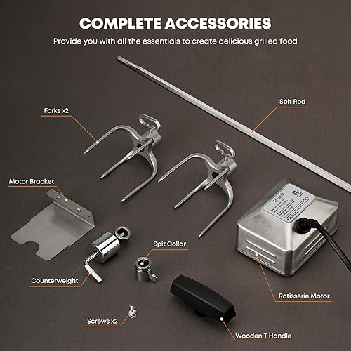 Miniatura 3 de Hygrill - Kit de asador para todas las parrillas Hygrill de gas y carbón integradas de 4 quemadores, asadores con motor, varilla de asador, 2