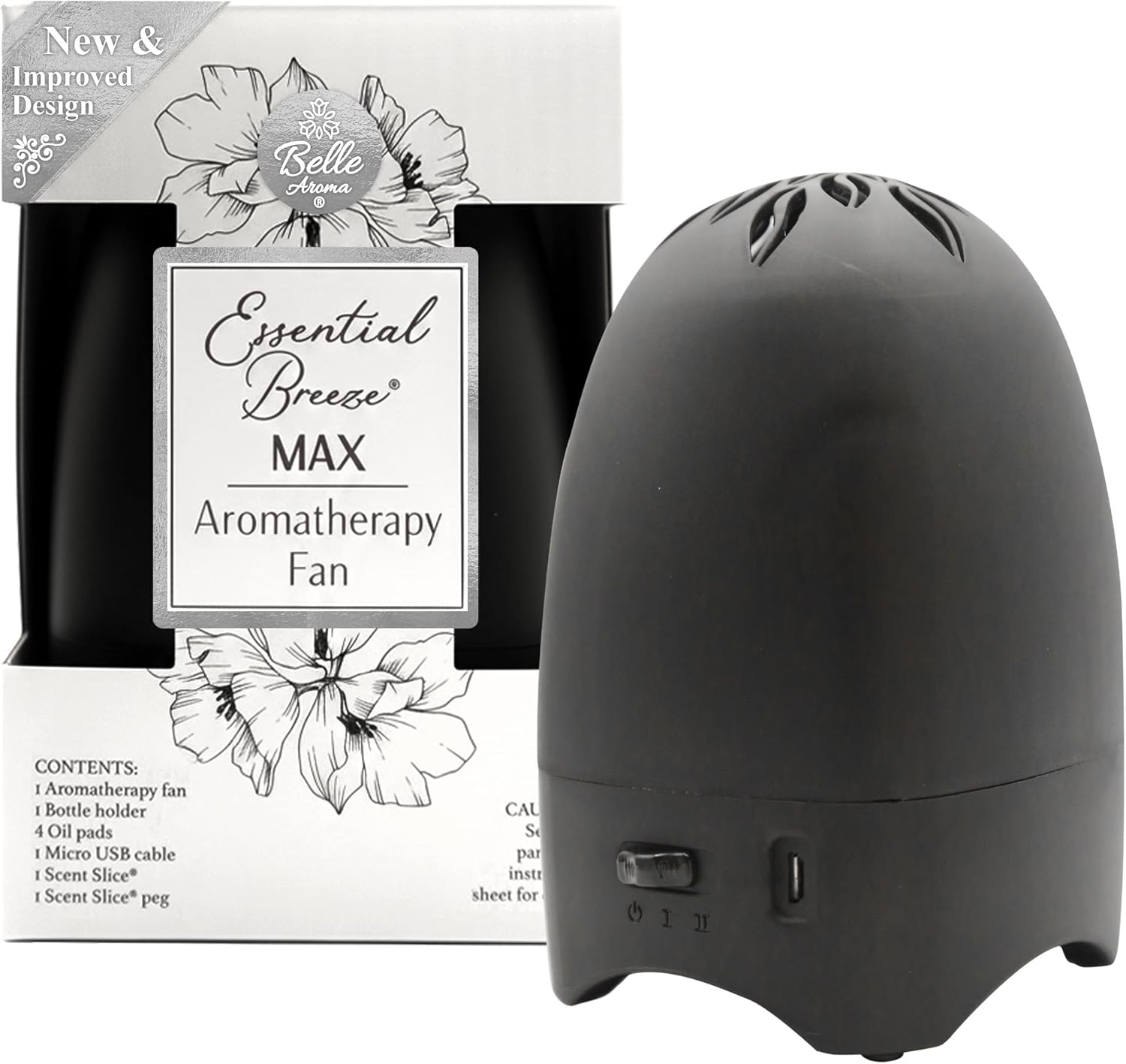 Belle Aroma Essential Breeze Max Aromatherapy Fan – Upgraded Dry Diffuser for Essential Oils or EVA Inserts – Battery or USB Powered – 30-Day Scent – No Water – for Desk, Travel, or Car - Linen