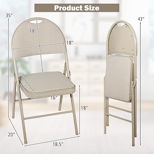 Miniatura 2 de Safstar - Paquete de 6 sillas plegables con asiento acolchado, sillas plegables de acero metálico con asiento tapizado y asa portátil, sillas